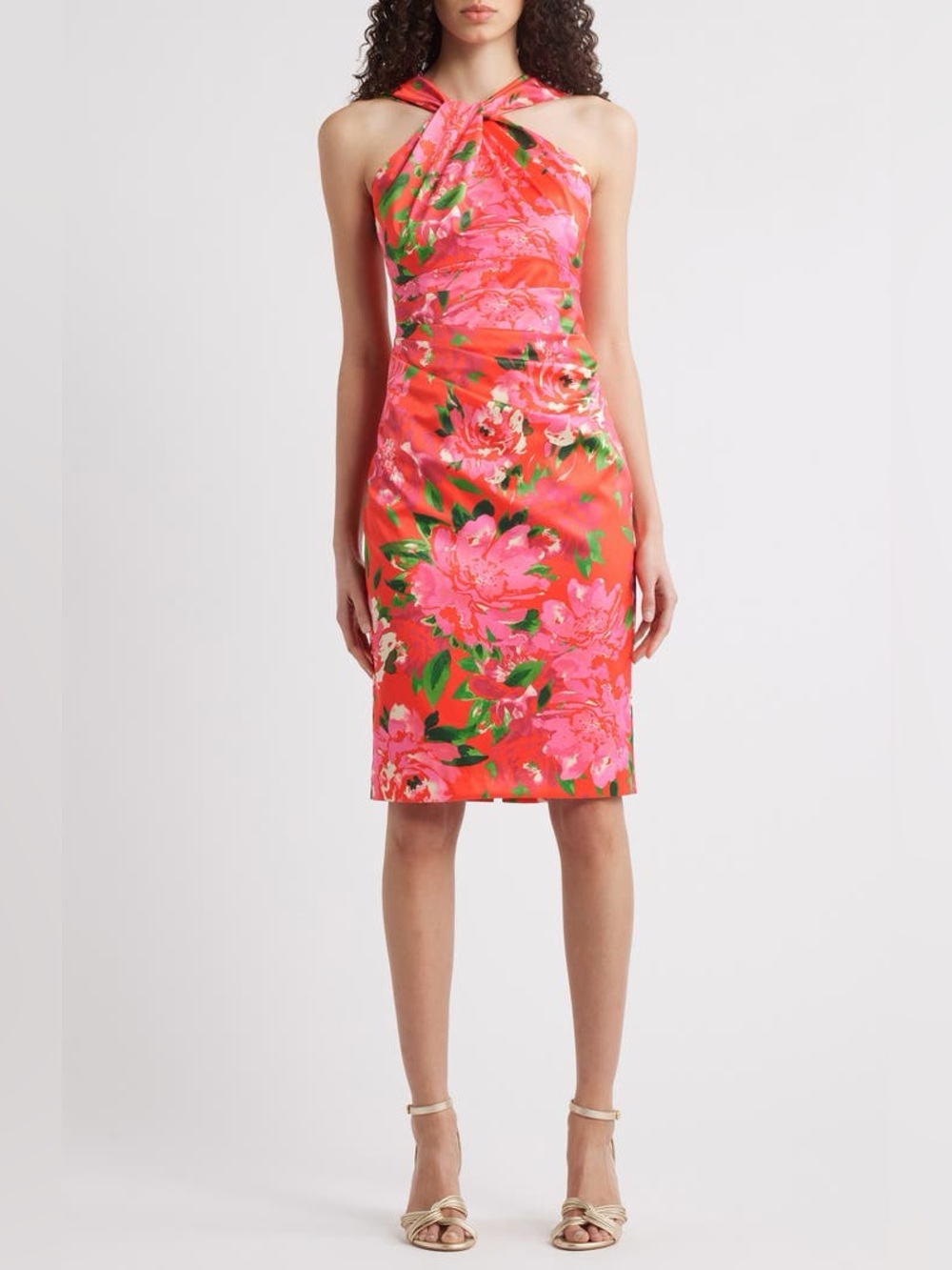 Eliza J Floral Print Twist Neck Sheath Dress Size 12 BNWT